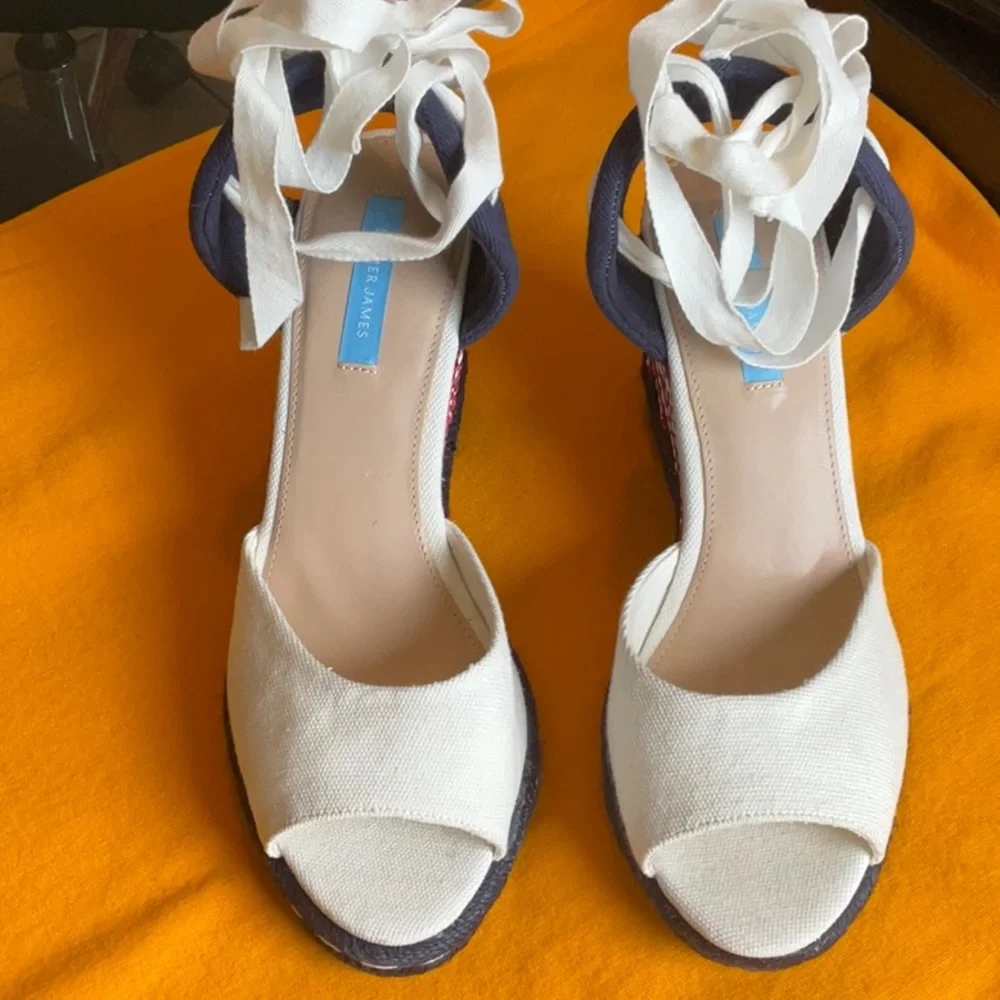 Draper James White/Blue/Red Lace Up Espadrilles Size 10, NWT - Picture 5 of 13